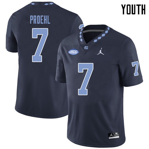 Jordan Brand Youth #7 Austin Proehl North Carolina Tar Heels College Football Jerseys Sale-Navy - Click Image to Close